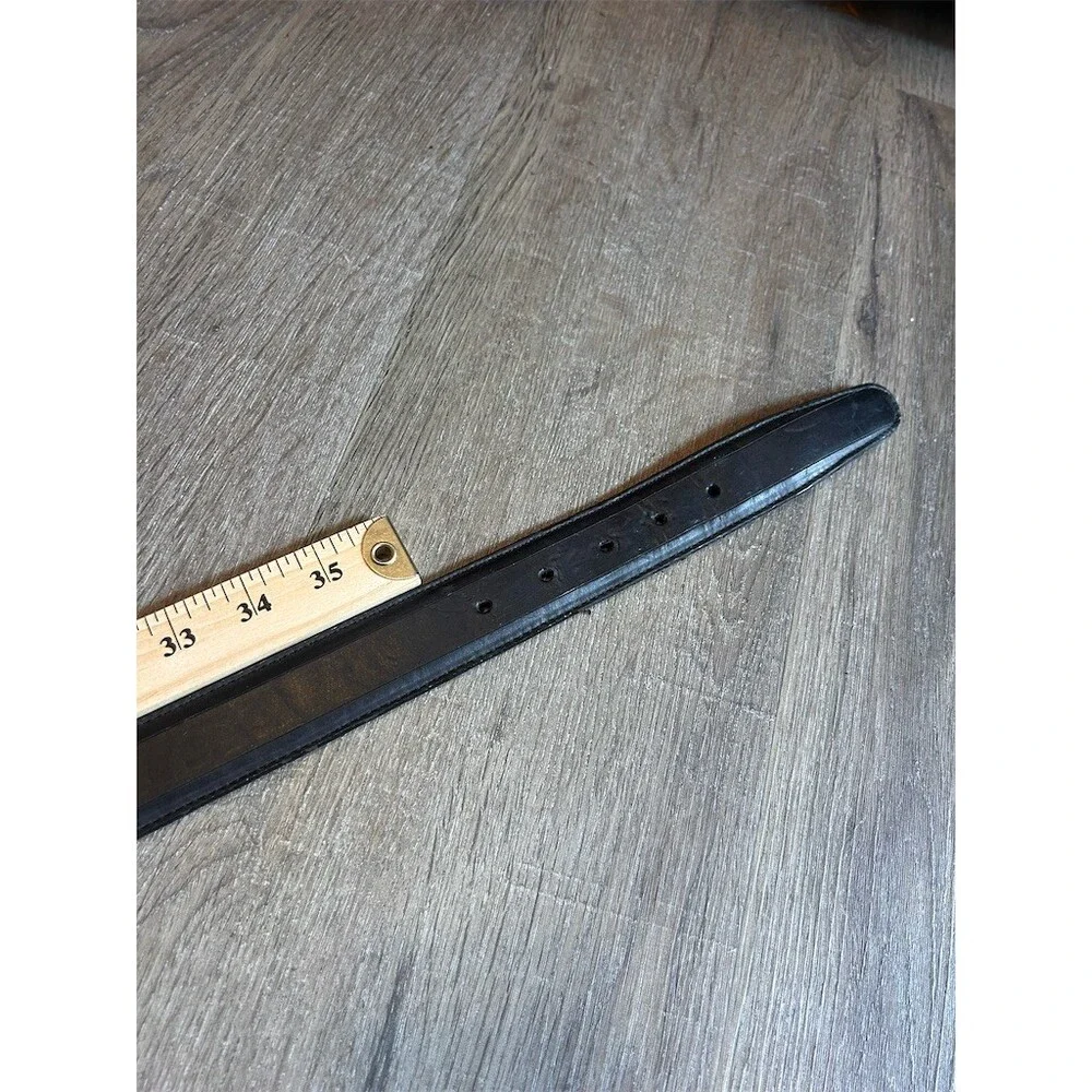 Brighton Belt Mens Size 40 Black Solid Silver-Tone Chevron Buckle